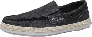 Men's Canvas Driving Penny Loafers Retro Round Toe Breathable Moccasin Shoes Espadrille Comfortable Slip On Casual Dress Boat Shoes