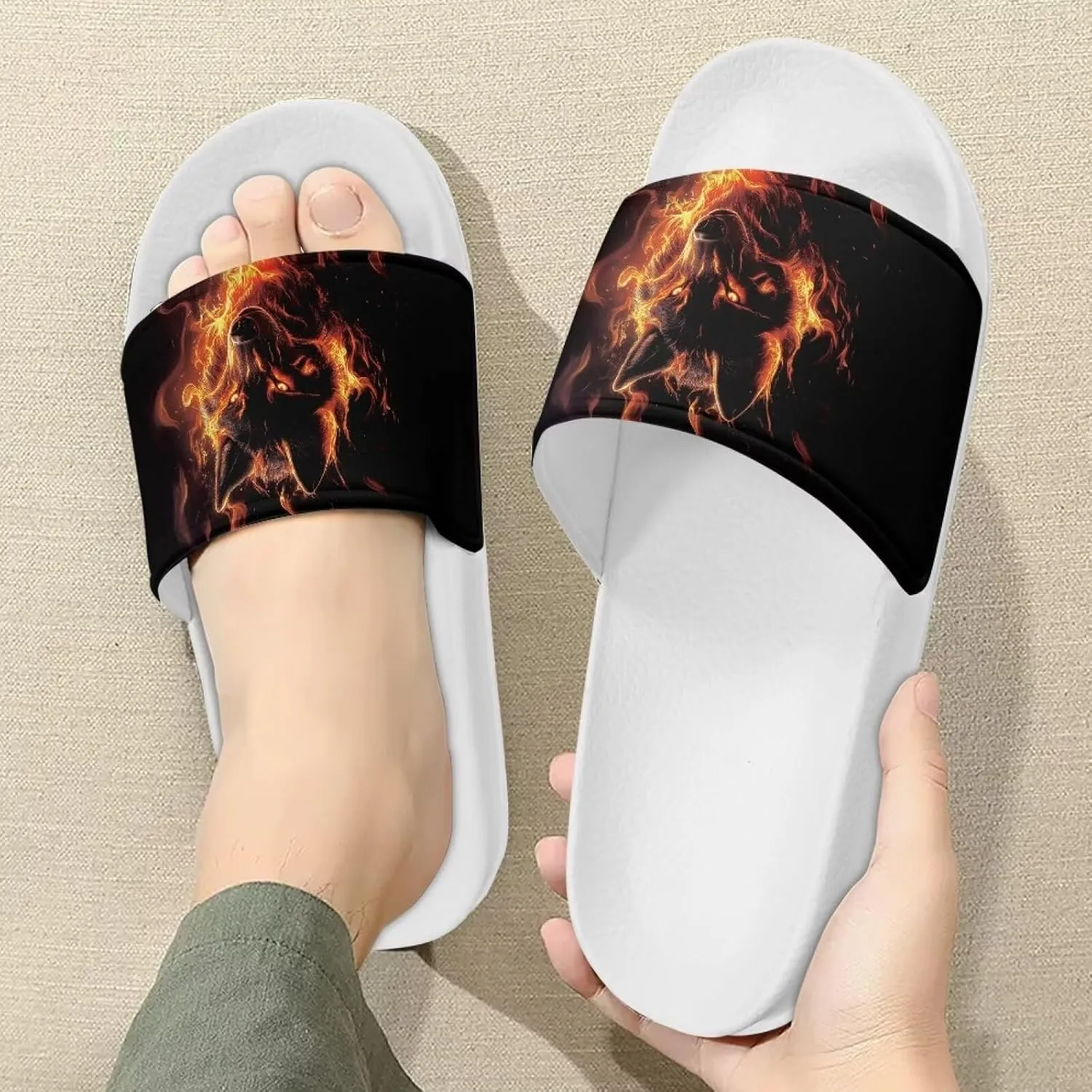 Men's Casual Sandal Slippers Outdoor Indoor Slide for Men White Sole for Beach Pool Shower