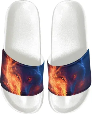 Men's Casual Sandal Slippers Outdoor Indoor Slide for Men White Sole for Beach Pool Shower