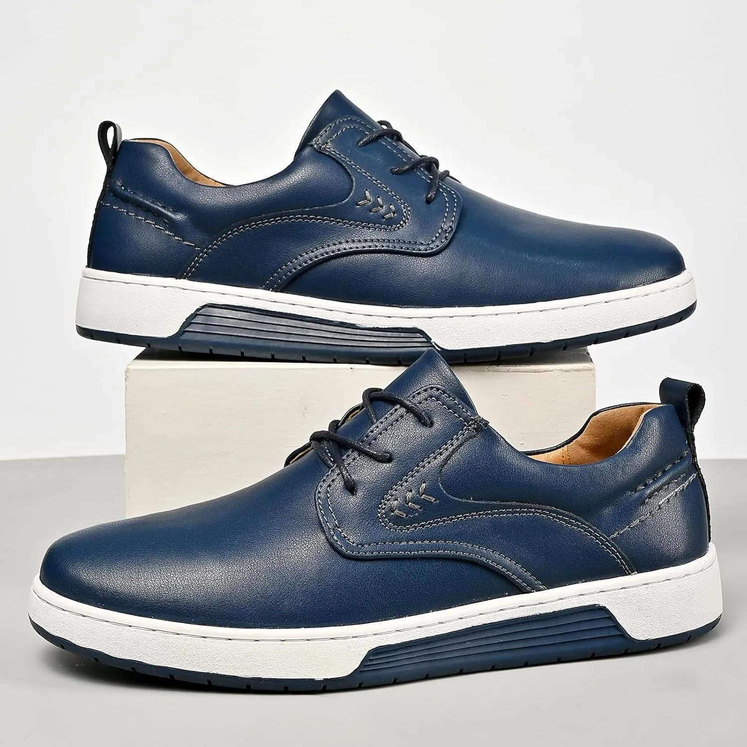 Men's Casual Shoes Fashion Dress Sneakers Zapatos Casuales para Hombre Comfortable Oxford Shoes for Men Lace-up Flat Business Casual Leather Shoes