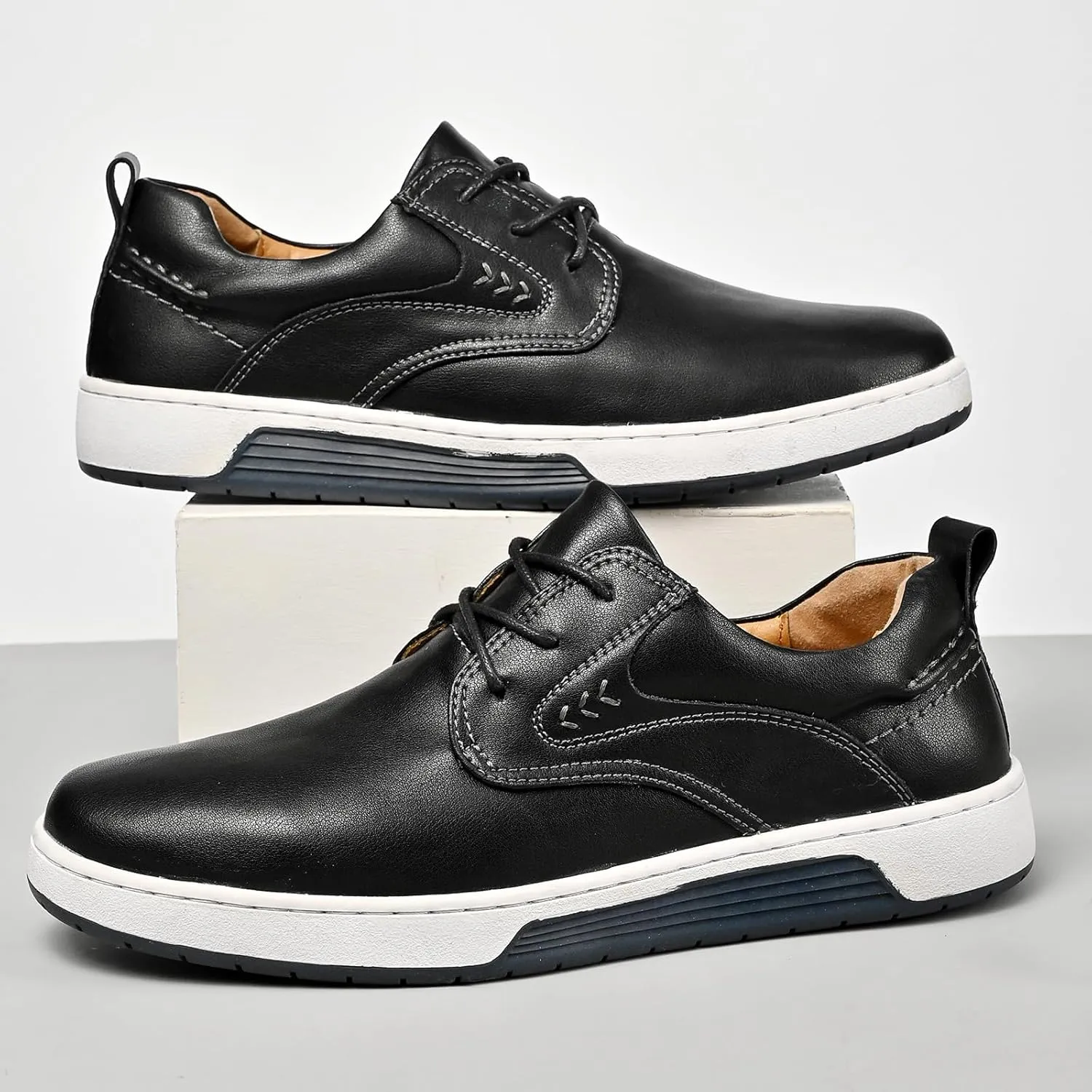 Men's Casual Shoes Fashion Dress Sneakers Zapatos Casuales para Hombre Comfortable Oxford Shoes for Men Lace-up Flat Business Casual Leather Shoes