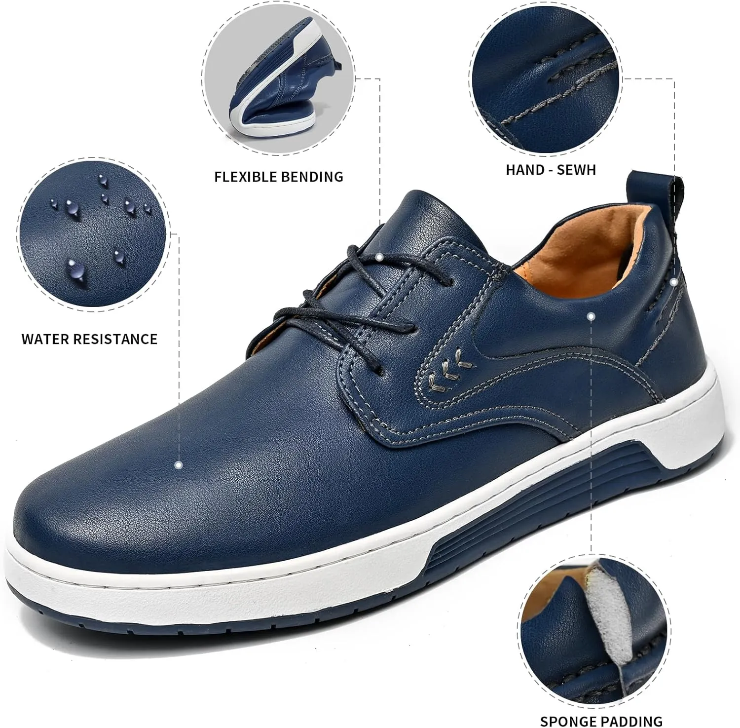 Men's Casual Shoes Fashion Dress Sneakers Zapatos Casuales para Hombre Comfortable Oxford Shoes for Men Lace-up Flat Business Casual Leather Shoes