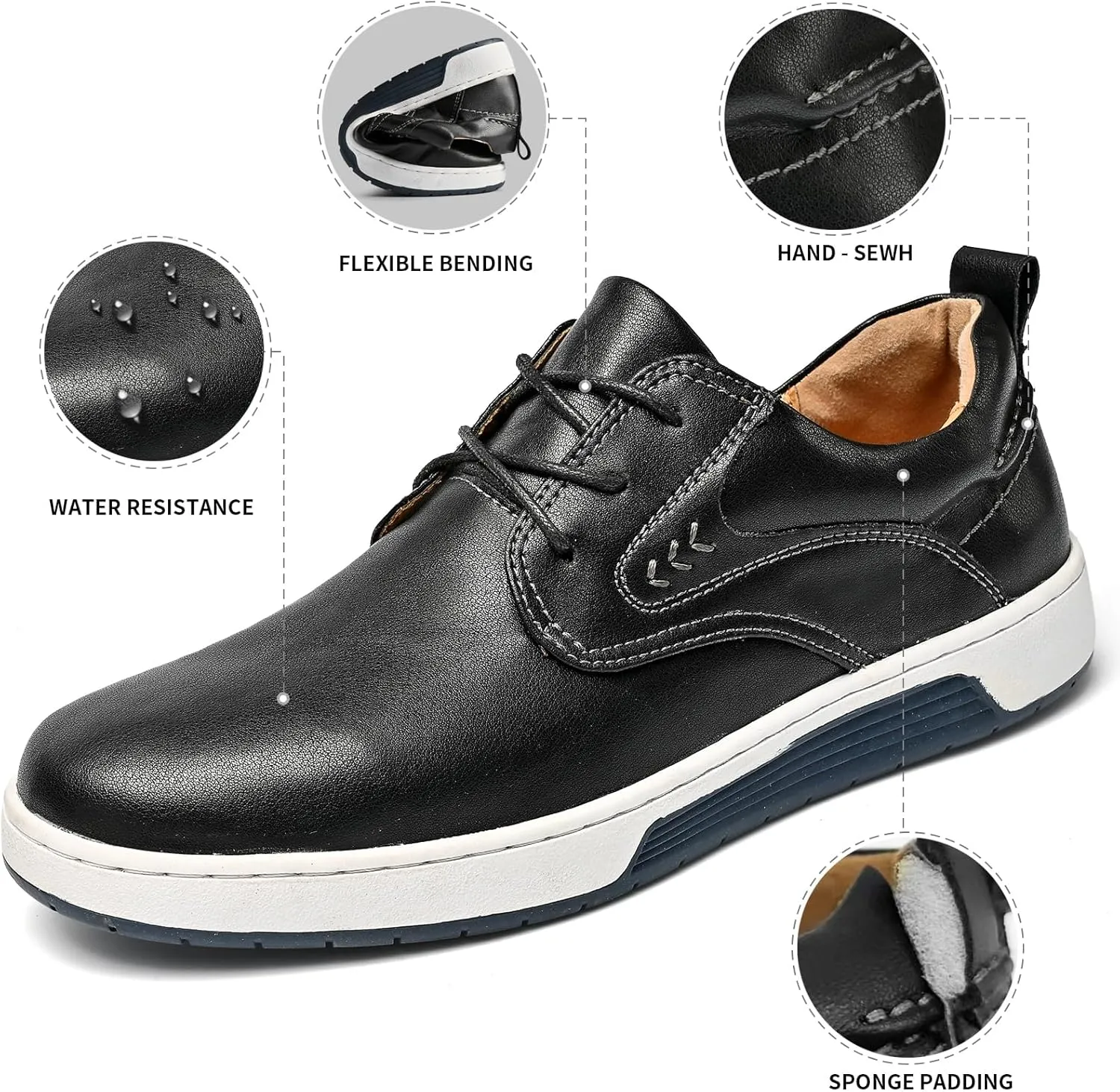 Men's Casual Shoes Fashion Dress Sneakers Zapatos Casuales para Hombre Comfortable Oxford Shoes for Men Lace-up Flat Business Casual Leather Shoes