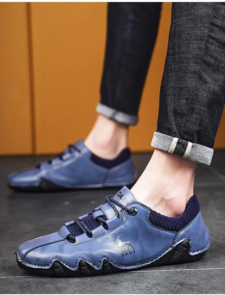 Mens Casual Shoes Summer Fashion Sneakers Hand Made Leather Oxfords Work Shoe Moccasin Sneaker for Men