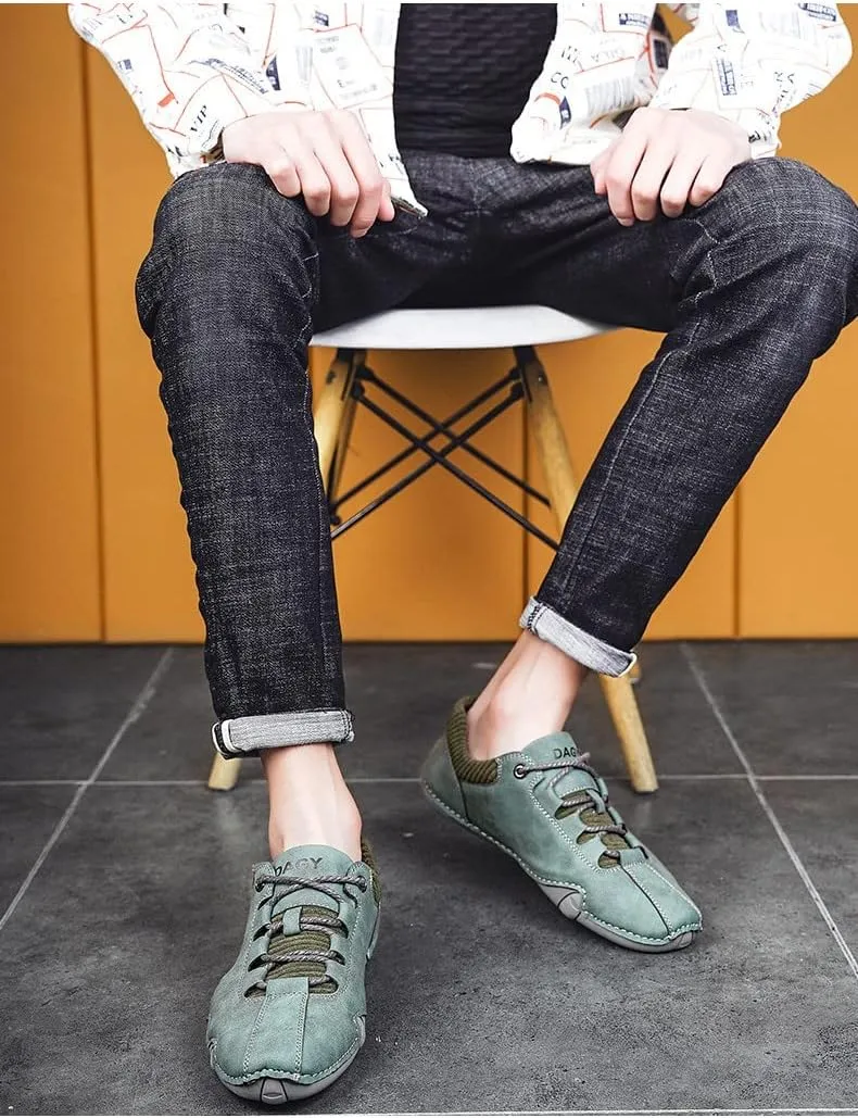 Mens Casual Shoes Summer Fashion Sneakers Hand Made Leather Oxfords Work Shoe Moccasin Sneaker for Men