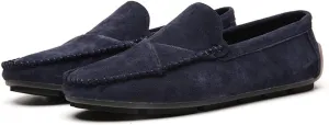 Men's Classic Moccasin Soft Comfort Suede Loafers British Minimalist Flat Driving Slip On Shoes Blue 11.5 Men US 11.22''Heel to Toe