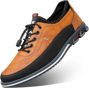 Mens Dress Shoes Casual Oxfords Lace-Up Lightweight Formal Business Shoes Leather Loafers Fashion Sneakers Driving Shoes Orange