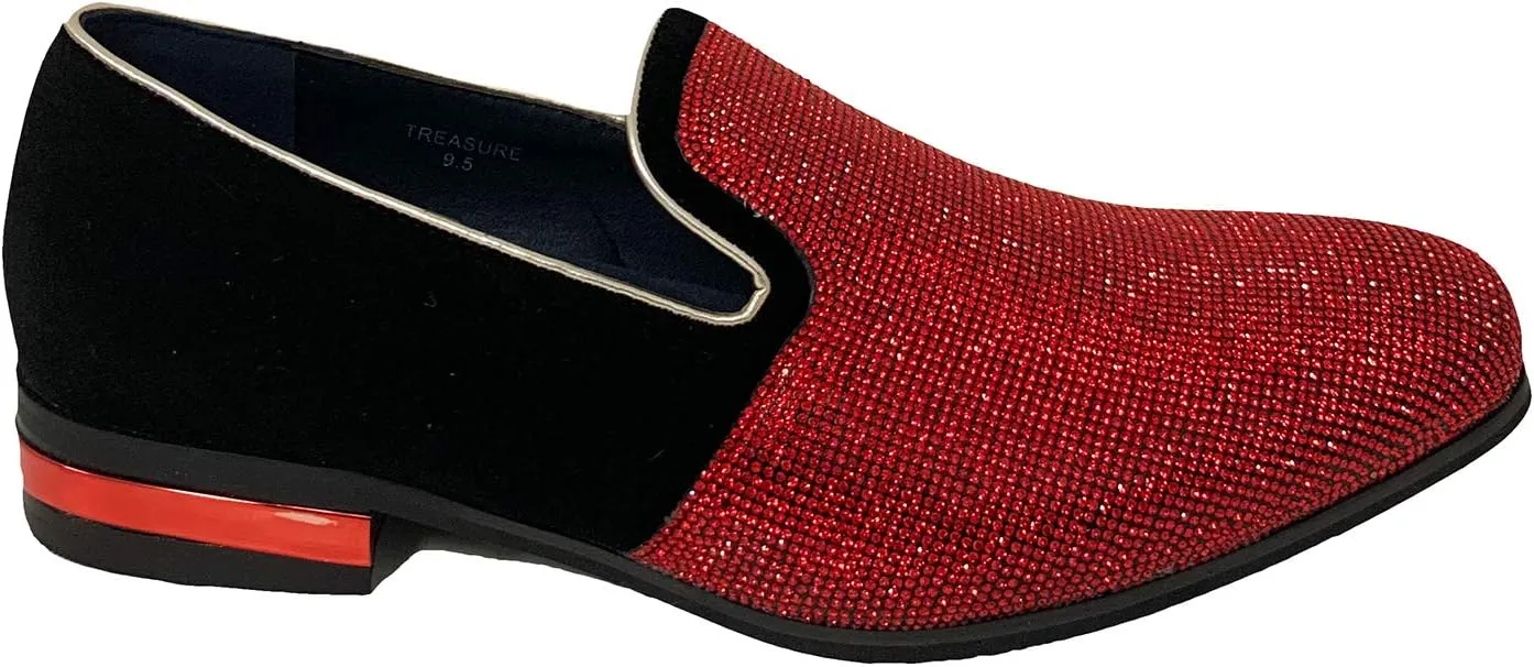 Men's Dress Shoes Glitter Loafers Rhinestone Stage Tuxedo Fashion Slip On Formal Party