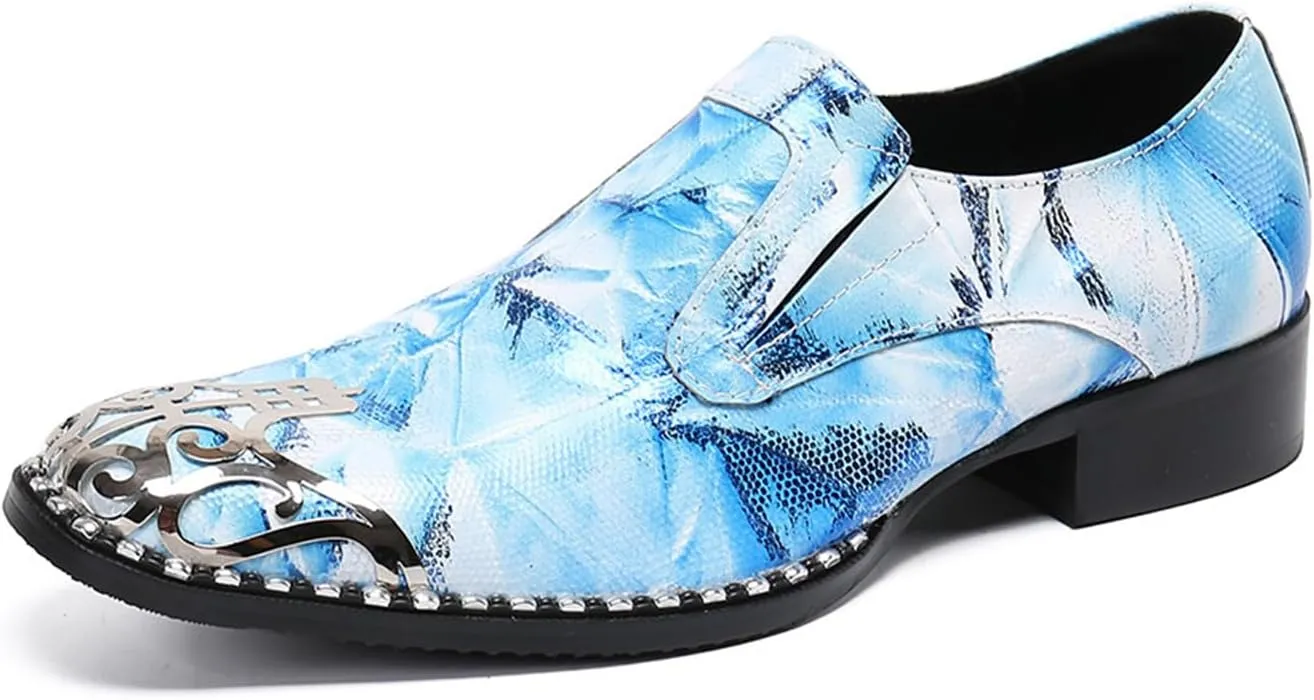 Mens Dress Shoes, Loafers Cowhide Shoes Genuine Leather Large Size Low Top Metal Toe Slip-Ons, Breathable Comfortable Casual Shoes