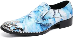 Mens Dress Shoes, Loafers Cowhide Shoes Genuine Leather Large Size Low Top Metal Toe Slip-Ons, Breathable Comfortable Casual Shoes