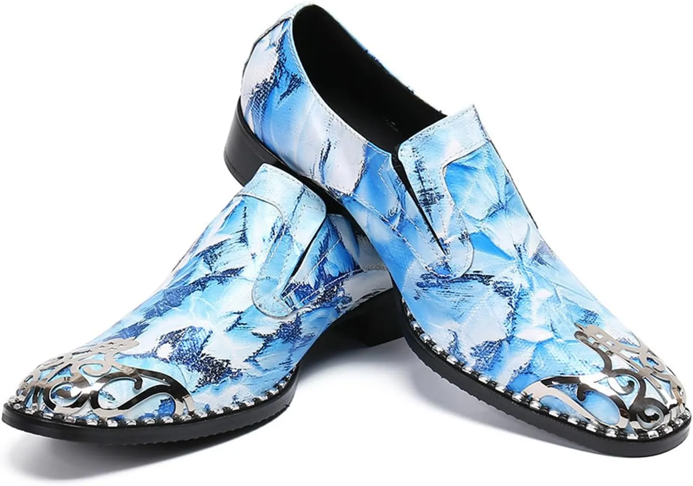 Mens Dress Shoes, Loafers Cowhide Shoes Genuine Leather Large Size Low Top Metal Toe Slip-Ons, Breathable Comfortable Casual Shoes