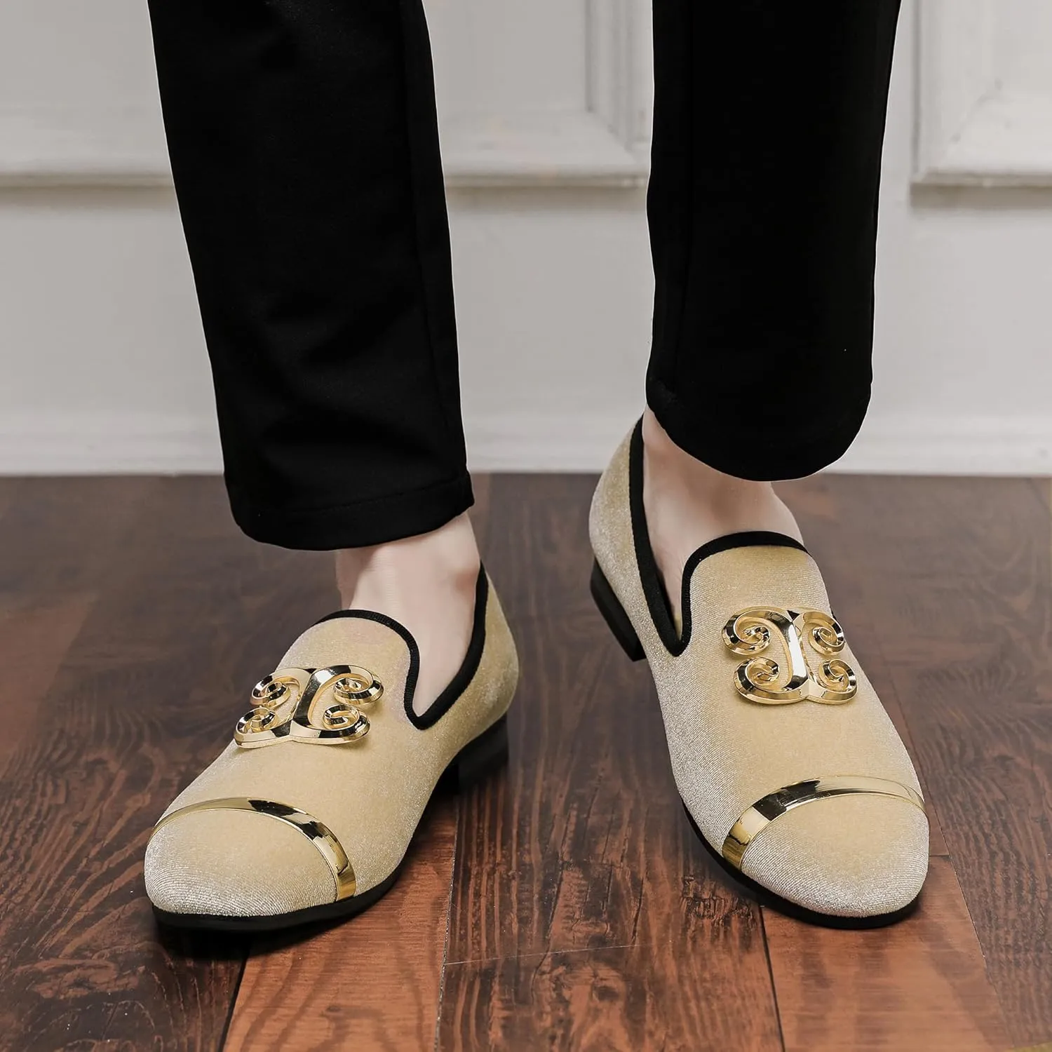 Men's Fashion Formal Velvet Loafers and Wedding Dress Shoes for Men, Penny Slip-On Smoking Luxury Men Casual Shoes