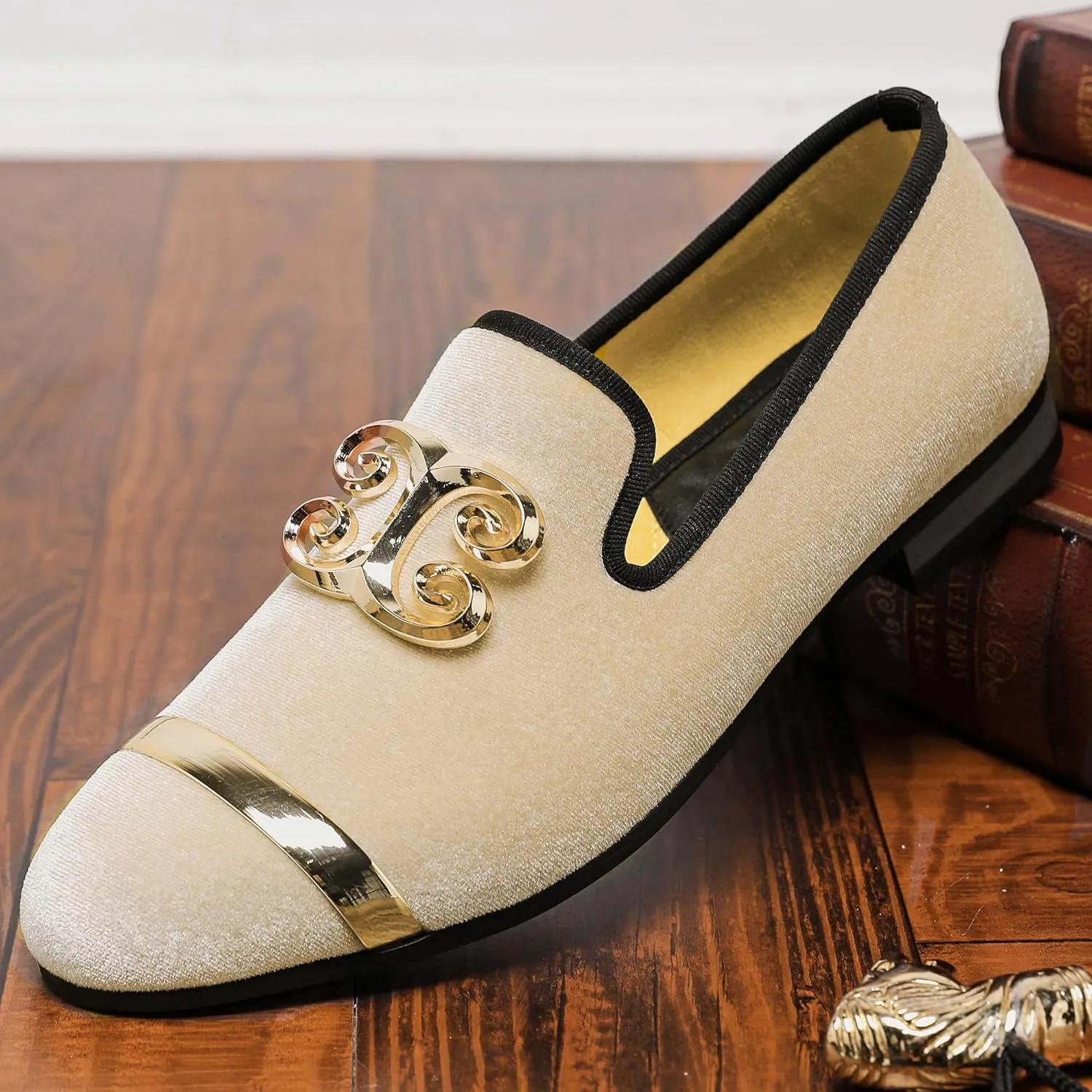 Men's Fashion Formal Velvet Loafers and Wedding Dress Shoes for Men, Penny Slip-On Smoking Luxury Men Casual Shoes