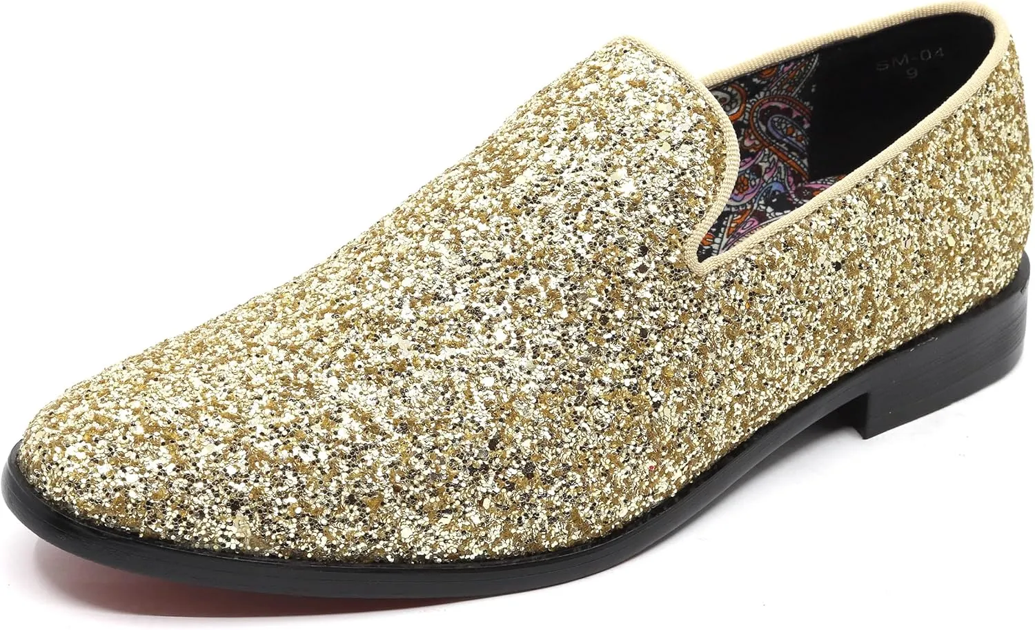 Men's Fashion Smoking Sparkly Glitter Sequin Dress Tuxedo Loafers Slip On Shoes SM-04