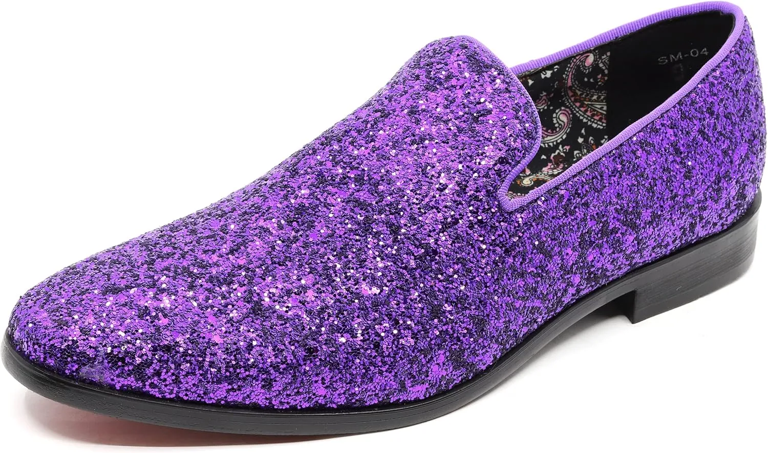 Men's Fashion Smoking Sparkly Glitter Sequin Dress Tuxedo Loafers Slip On Shoes SM-04