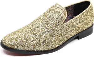 Men's Fashion Smoking Sparkly Glitter Sequin Dress Tuxedo Loafers Slip On Shoes SM-04