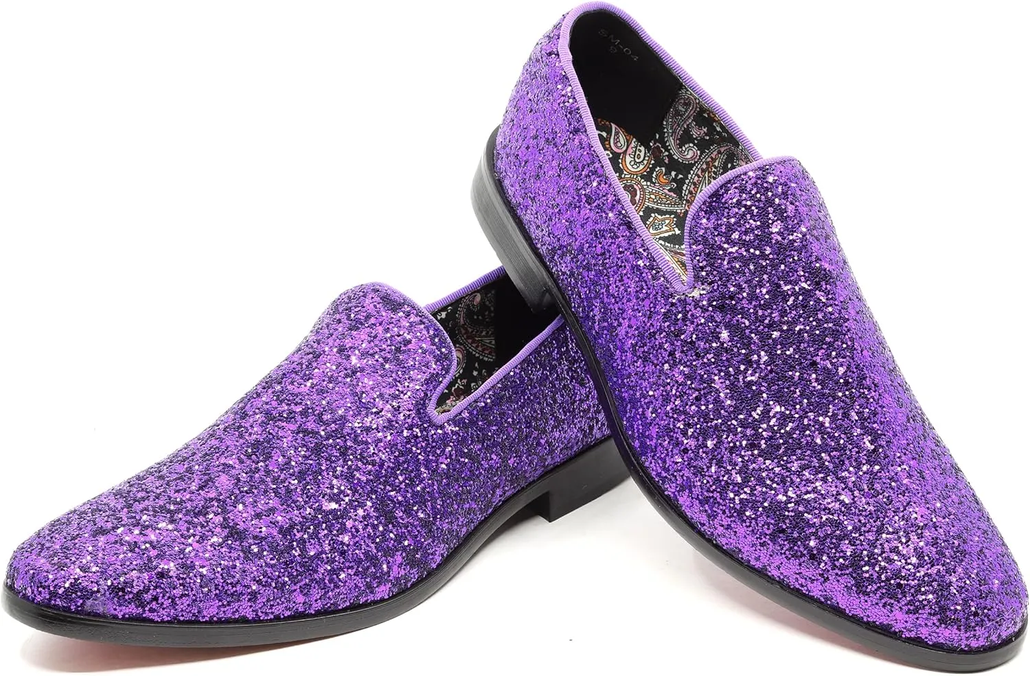 Men's Fashion Smoking Sparkly Glitter Sequin Dress Tuxedo Loafers Slip On Shoes SM-04