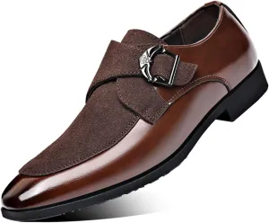 Men's Fashion Strap Suede Dress Tuxedo Shoe Business Formal Suit Leather Buckle Slip-on Loafers for Men