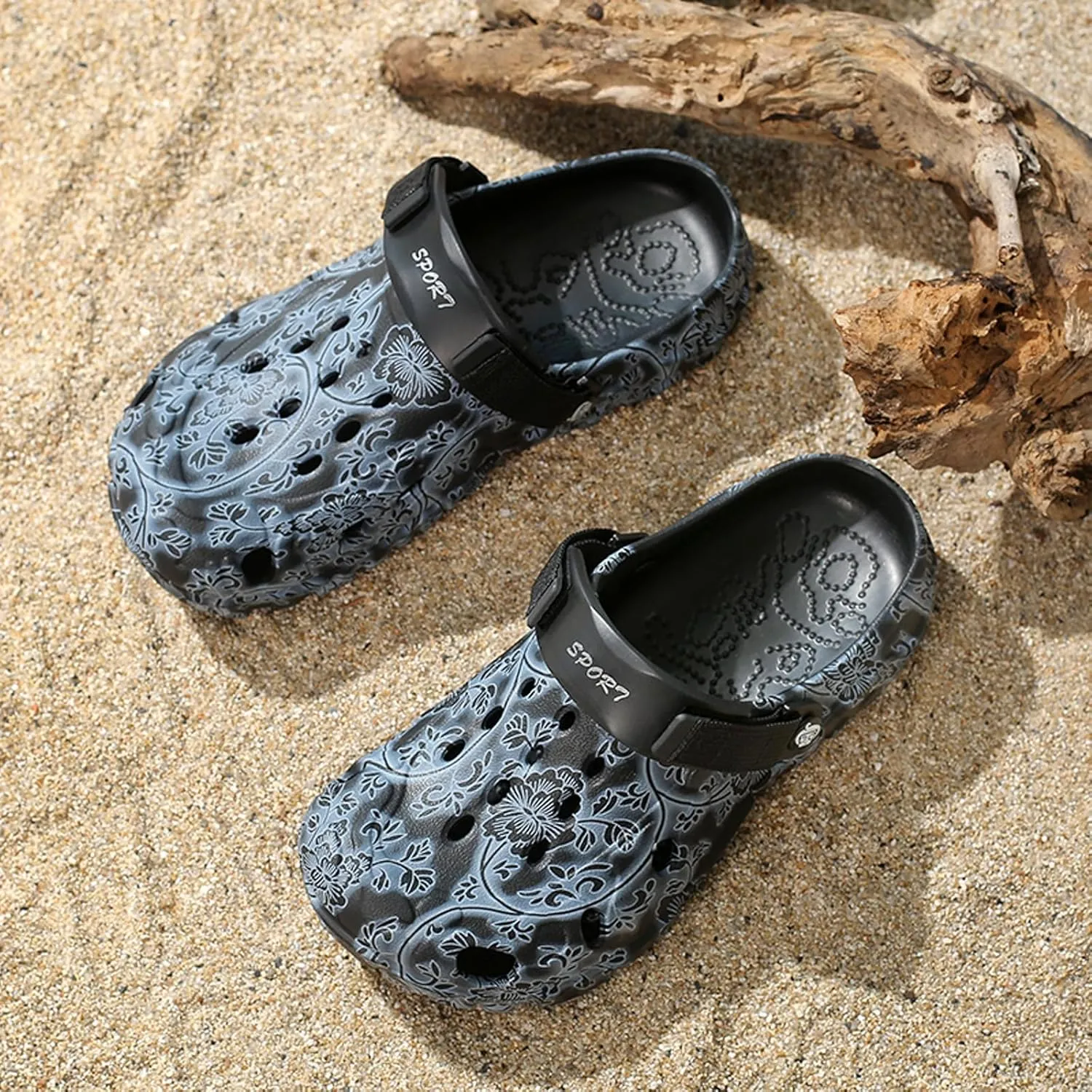 Men's Garden Clogs Shoes: Printed Sandals - Lightweight Shower Slippers - Waterproof Mules for Adult Outdoor Walking Travel