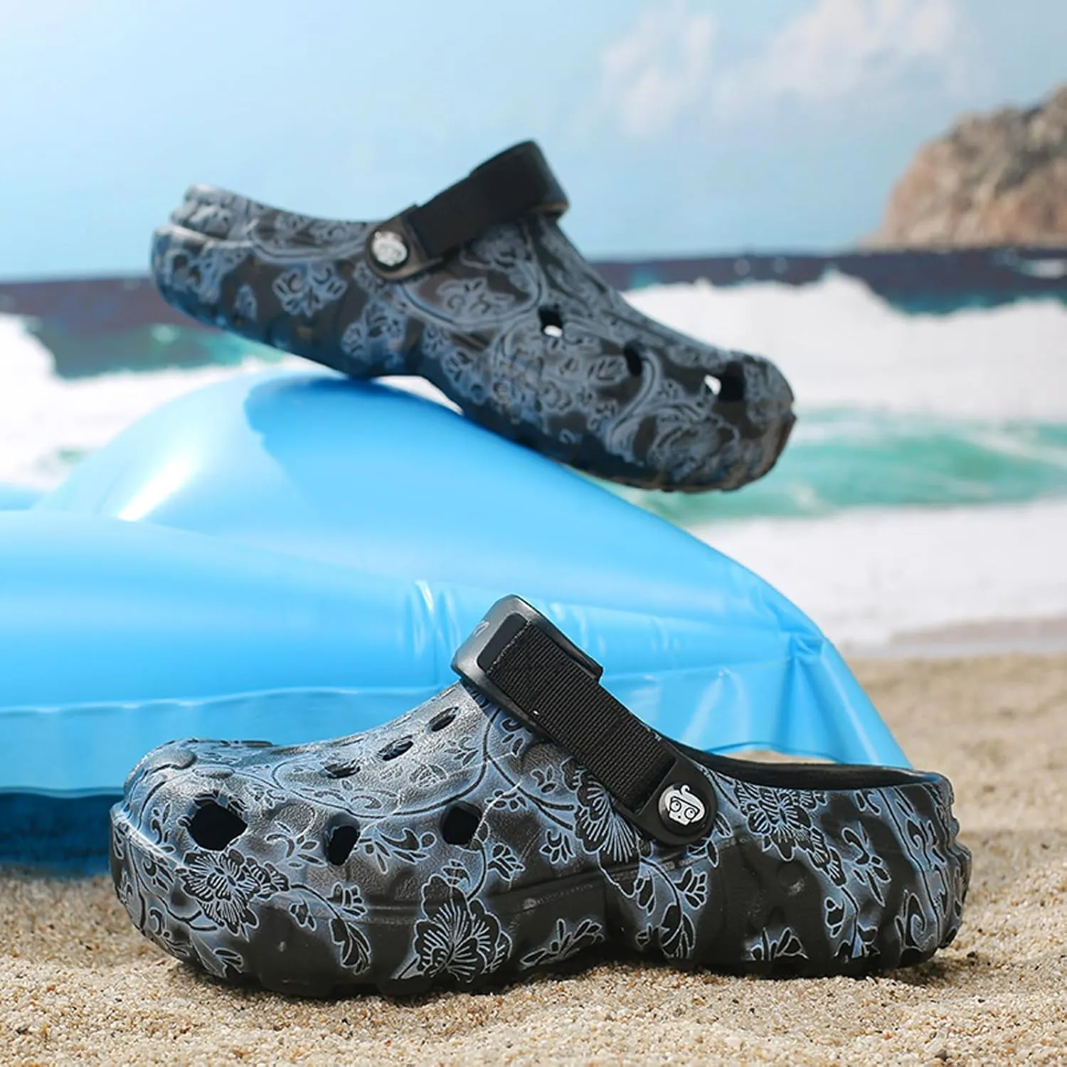 Men's Garden Clogs Shoes: Printed Sandals - Lightweight Shower Slippers - Waterproof Mules for Adult Outdoor Walking Travel