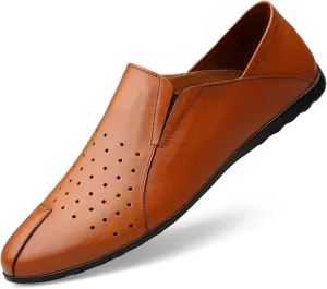 Men's Genuine Cowhide Leather Loafers, Casual Flat Shoes, Comfortable, Soft and Fashionable, Suitable for All Seasons, Suitable for Daily Travel, Driving, Excursions, Dating and Other Scenes use