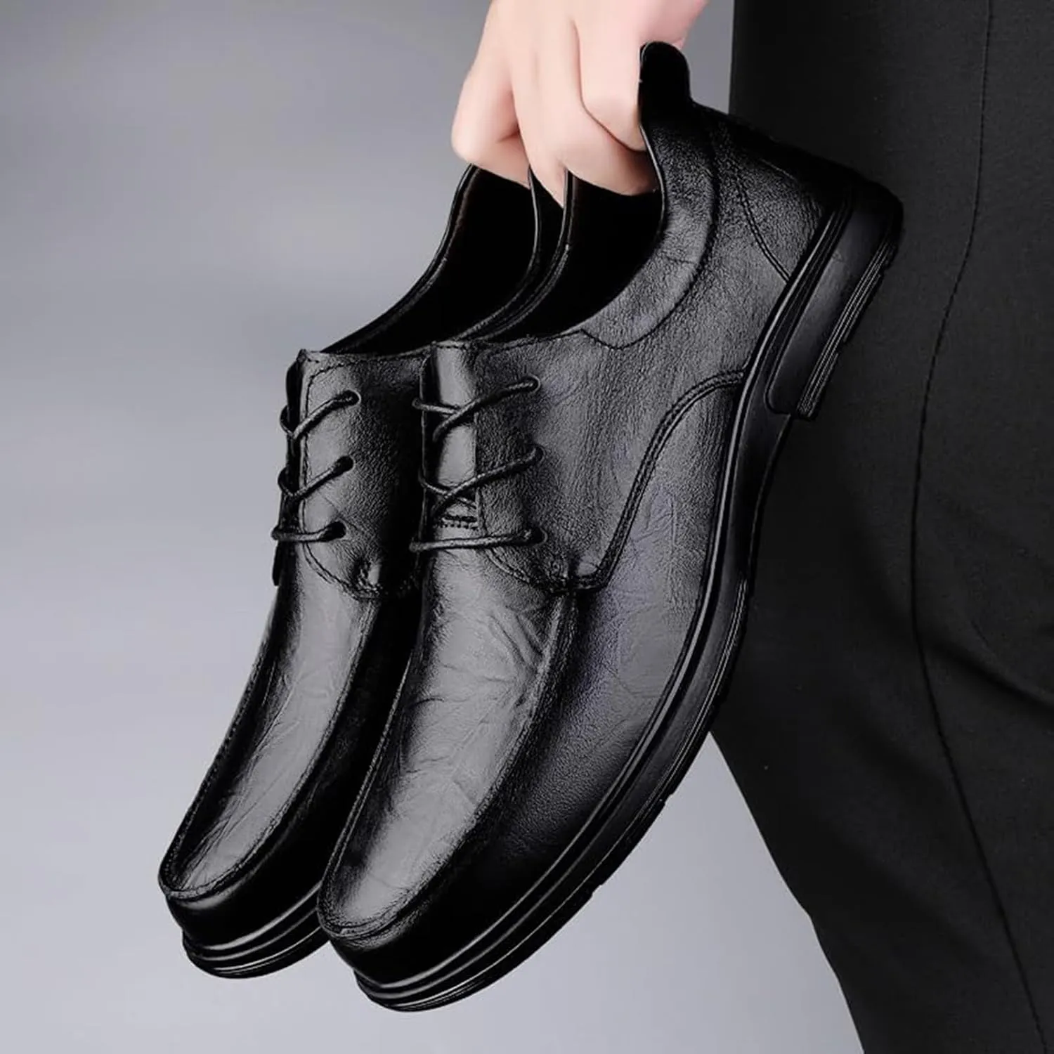 Men's Genuine Leather Dress Lace Up Shoes Comfortable Loafers Classic Formal Business Shoes Luxury Low Top Non Slip Comfortable