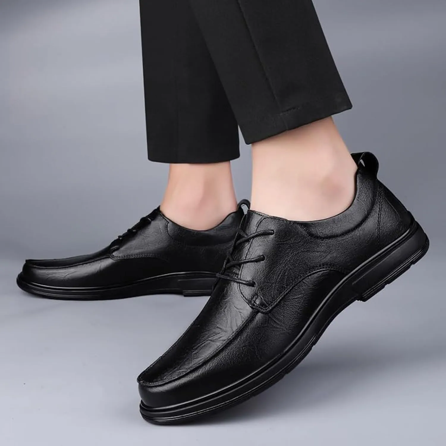 Men's Genuine Leather Dress Lace Up Shoes Comfortable Loafers Classic Formal Business Shoes Luxury Low Top Non Slip Comfortable