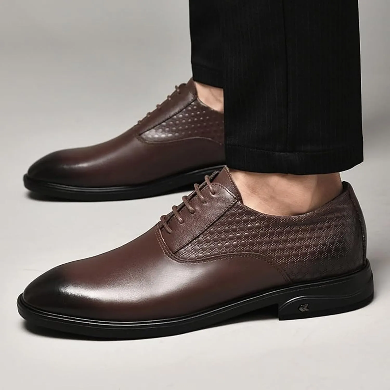 Men's Genuine Leather Dress Shoes Comfortable Slip On Loafers Classic Formal Business Shoes Wedding Party Classic Brogue Oxford