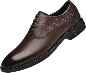 Men's Genuine Leather Dress Shoes Comfortable Slip On Loafers Classic Formal Business Shoes Wedding Party Classic Brogue Oxford