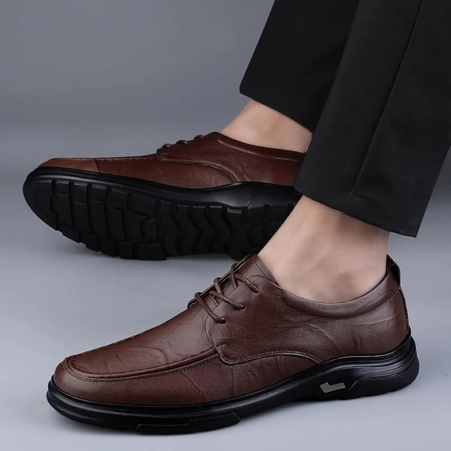 Men's Genuine Leather Dress Shoes Comfortable Slip On Monk Strap Loafers Classic Formal Business Shoes Wedding Business Elegant Rubber Sole