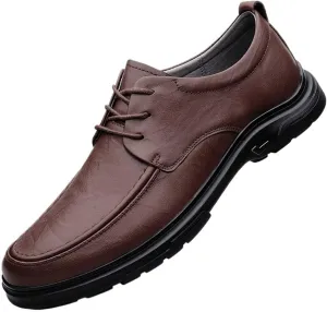 Men's Genuine Leather Dress Shoes Comfortable Slip On Monk Strap Loafers Classic Formal Business Shoes Wedding Business Elegant Rubber Sole