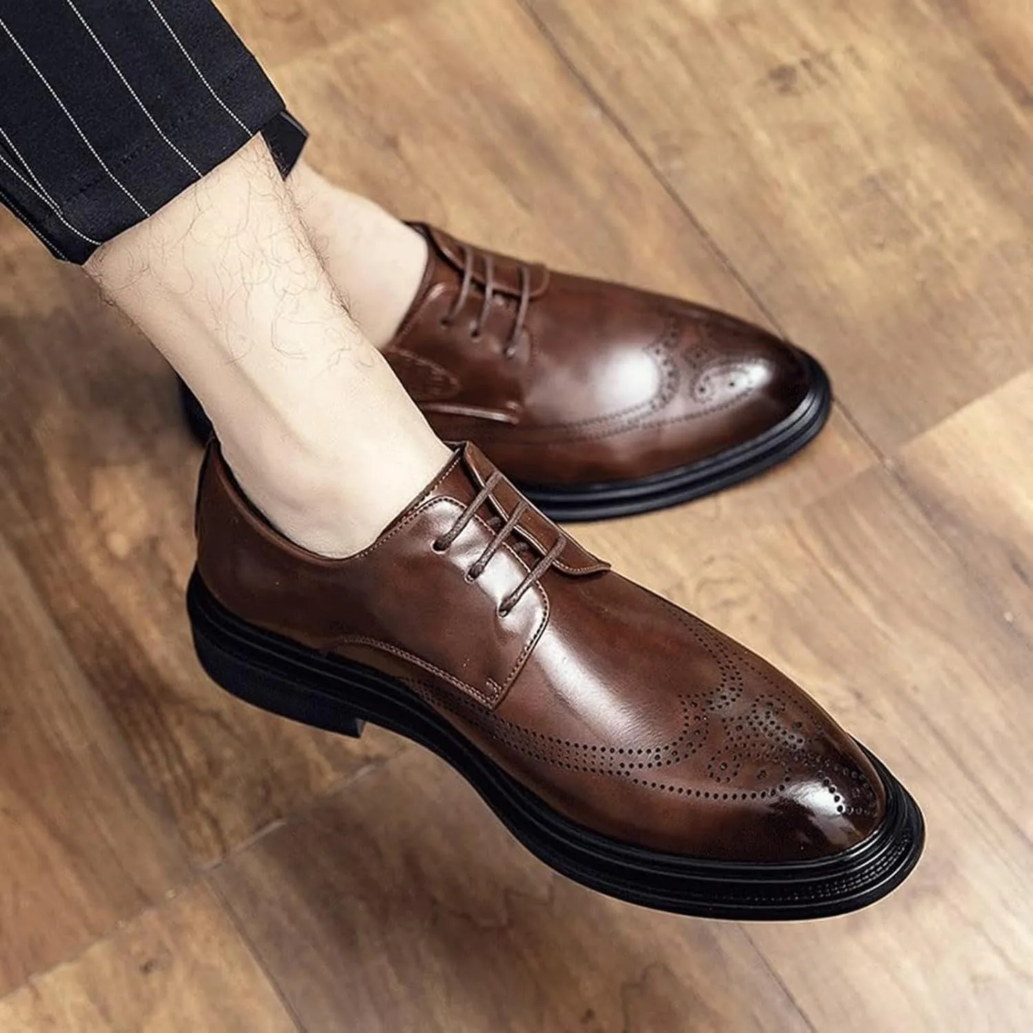 Men's Genuine Leather Dress Shoes Comfortable Slip On Monk Strap Loafers Classic Formal Business Shoes Wedding Party Elegant Non Slip Oxford