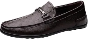 Men's Hand-Sewn Leather Flat Loafers Summer Breathable Driving Shoes