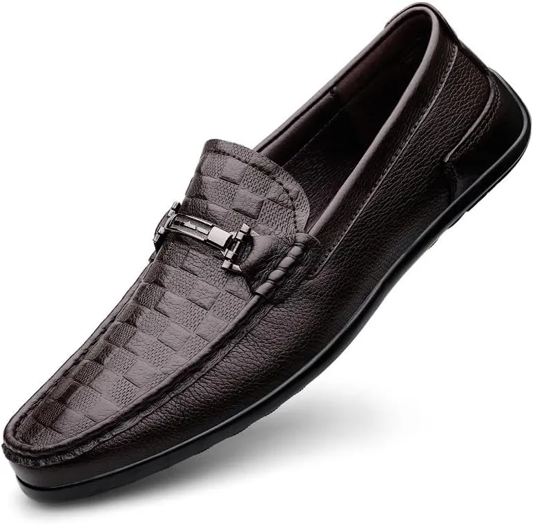 Men's Hand-Sewn Leather Flat Loafers Summer Breathable Driving Shoes
