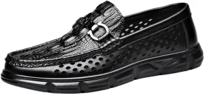 Men's Hands Free Slip On Walking Leather Shoes Loafers Flat Boat Shoes for Driving Walking Wedding Outdoor Indoor Size
