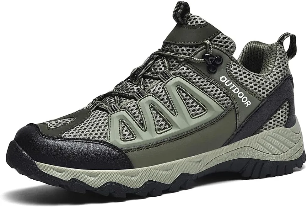 Men's Hiking Shoes Low-Top Trail Running Sneakers Breathable Mesh Travel Shoes Non-Slip Outdoor Trekking Boots