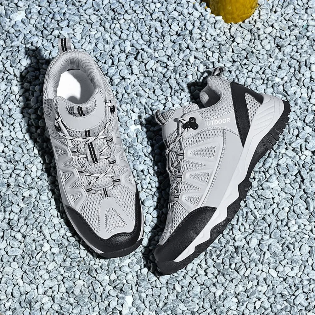Men's Hiking Shoes Low-Top Trail Running Sneakers Breathable Mesh Travel Shoes Non-Slip Outdoor Trekking Boots