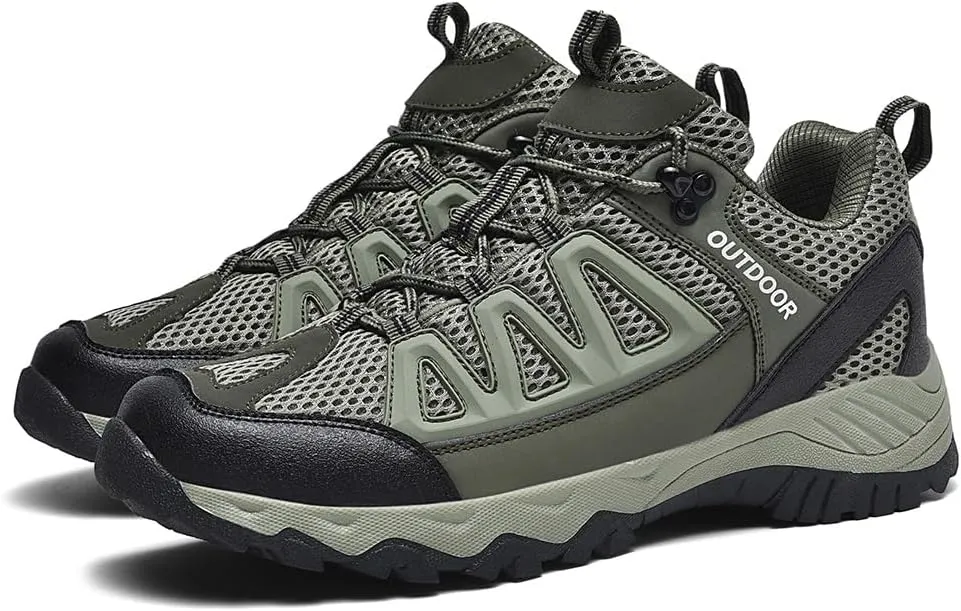 Men's Hiking Shoes Low-Top Trail Running Sneakers Breathable Mesh Travel Shoes Non-Slip Outdoor Trekking Boots