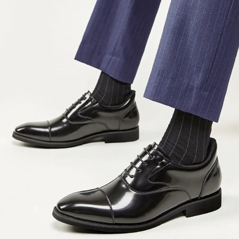 Men's Leather British Style Lace Up Wing Tip Dress Shoe Classic Round Toe Shiny Checkered Comfortable Derby Loafers