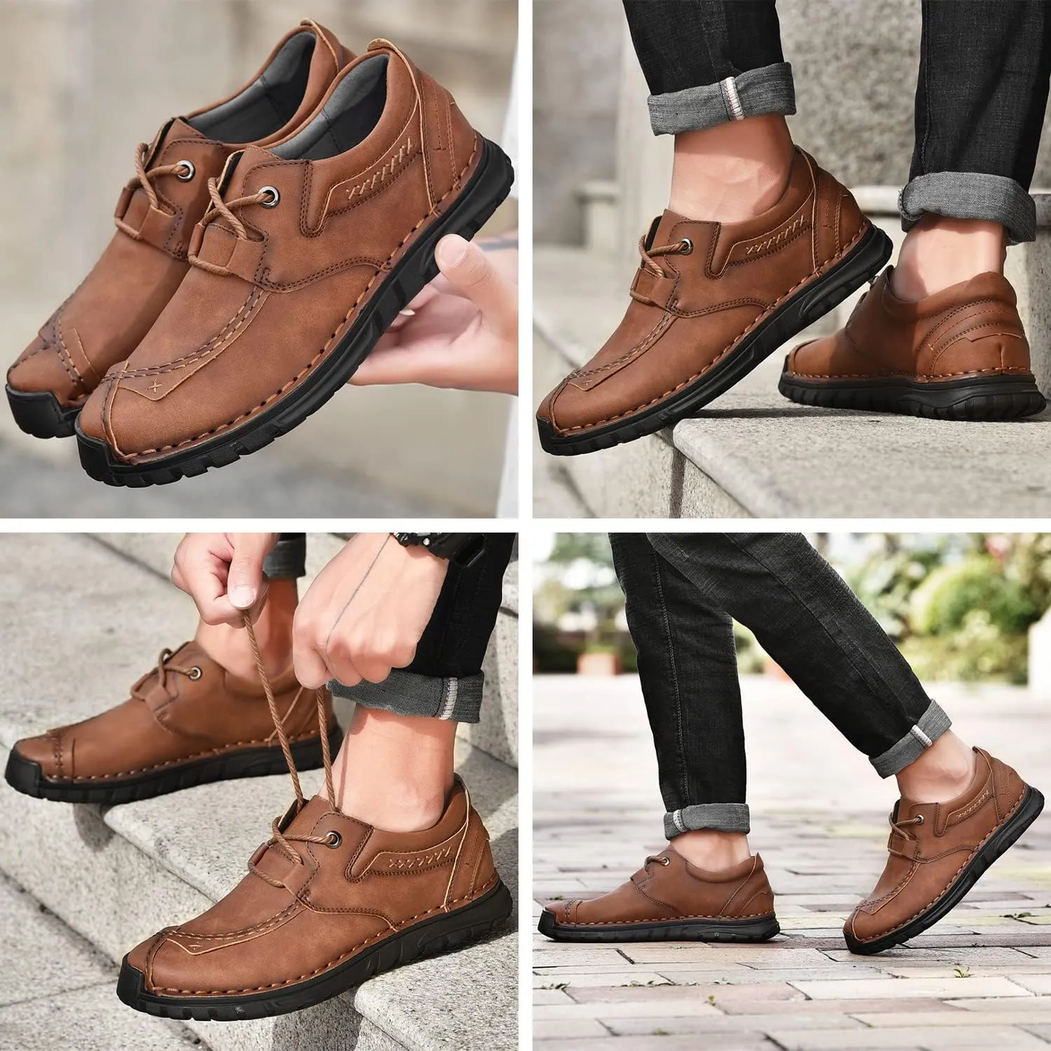 Men's Leather Casual Shoes Fashion Sneakers Driving Loafers Walking Shoes for Men