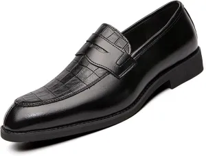 Men's Leather Driving Slip-on Dress Loafers Shoes Luxury Alligator Printed Softsole Business Oxfords Moccasin Classic Wedding Formal Shoes