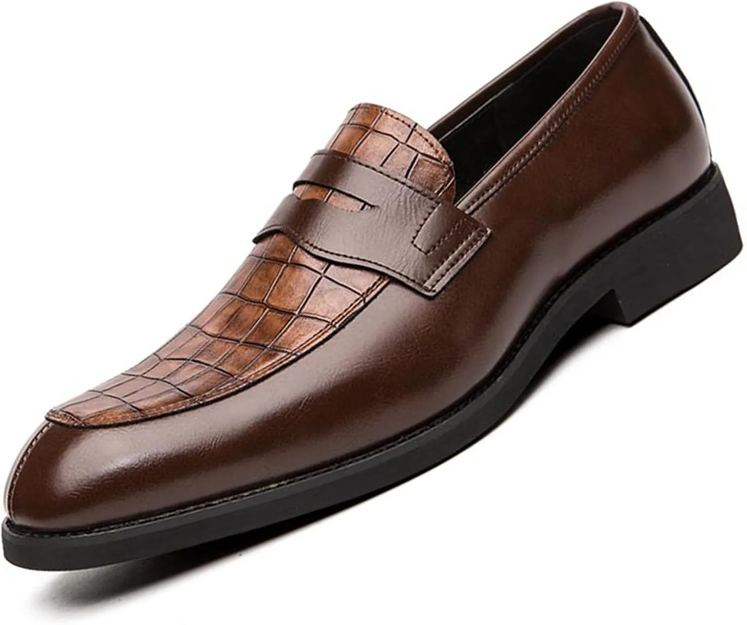 Men's Leather Driving Slip-on Dress Loafers Shoes Luxury Alligator Printed Softsole Business Oxfords Moccasin Classic Wedding Formal Shoes