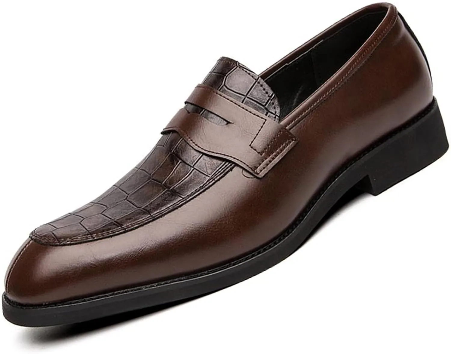 Men's Leather Driving Slip-on Dress Loafers Shoes Luxury Alligator Printed Softsole Business Oxfords Moccasin Classic Wedding Formal Shoes