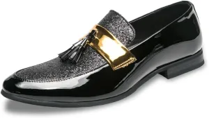 Mens Leather Shoes for Wedding Men's Dress Shoes Party Slip on Loafer Driving Shoes Slip-on Loafer Birtish Formal Business Casual Shoes Smoking Slipper