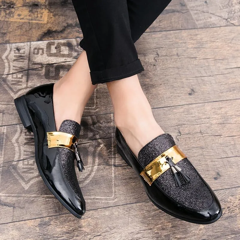 Mens Leather Shoes for Wedding Men's Dress Shoes Party Slip on Loafer Driving Shoes Slip-on Loafer Birtish Formal Business Casual Shoes Smoking Slipper