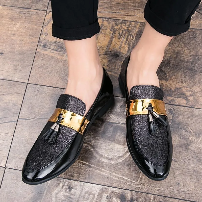 Mens Leather Shoes for Wedding Men's Dress Shoes Party Slip on Loafer Driving Shoes Slip-on Loafer Birtish Formal Business Casual Shoes Smoking Slipper