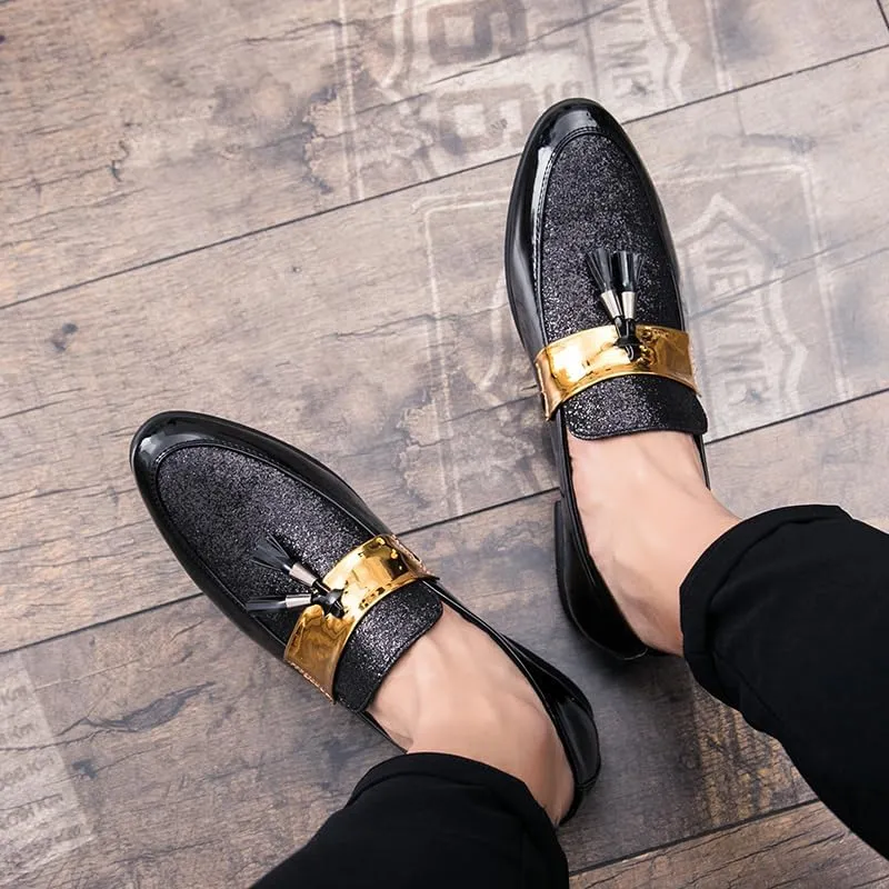 Mens Leather Shoes for Wedding Men's Dress Shoes Party Slip on Loafer Driving Shoes Slip-on Loafer Birtish Formal Business Casual Shoes Smoking Slipper