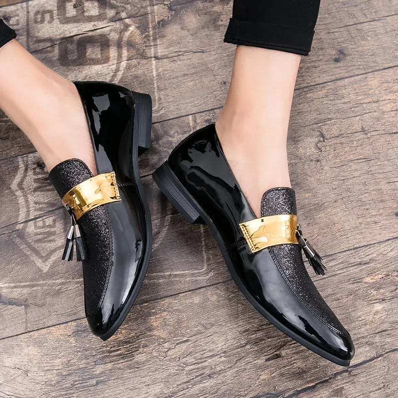 Mens Leather Shoes for Wedding Men's Dress Shoes Party Slip on Loafer Driving Shoes Slip-on Loafer Birtish Formal Business Casual Shoes Smoking Slipper