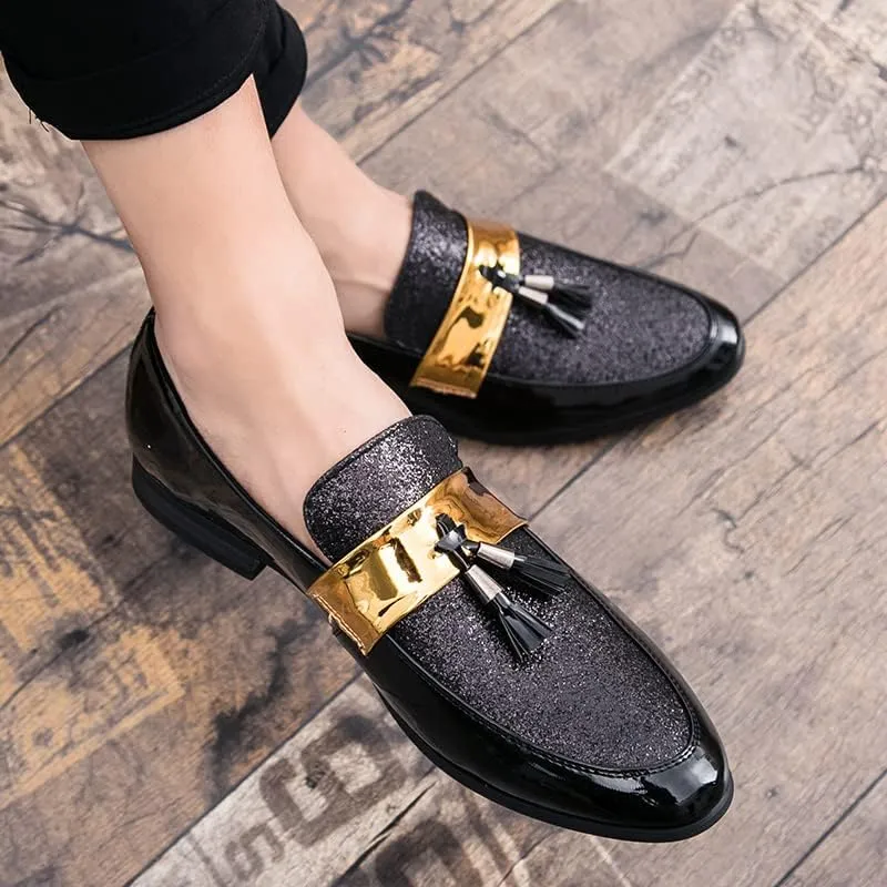 Mens Leather Shoes for Wedding Men's Dress Shoes Party Slip on Loafer Driving Shoes Slip-on Loafer Birtish Formal Business Casual Shoes Smoking Slipper
