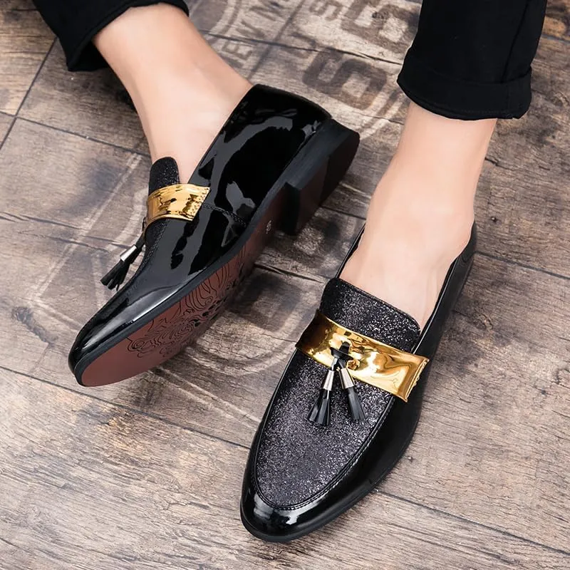 Mens Leather Shoes for Wedding Men's Dress Shoes Party Slip on Loafer Driving Shoes Slip-on Loafer Birtish Formal Business Casual Shoes Smoking Slipper